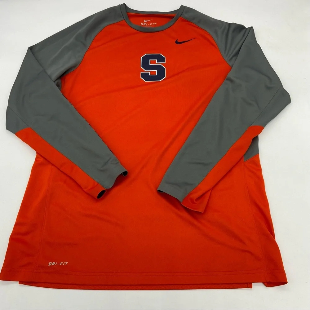 Nike Elite Men’s Syracuse Dri Fit Long Sleeve Shirt Orange & Gray Size XL